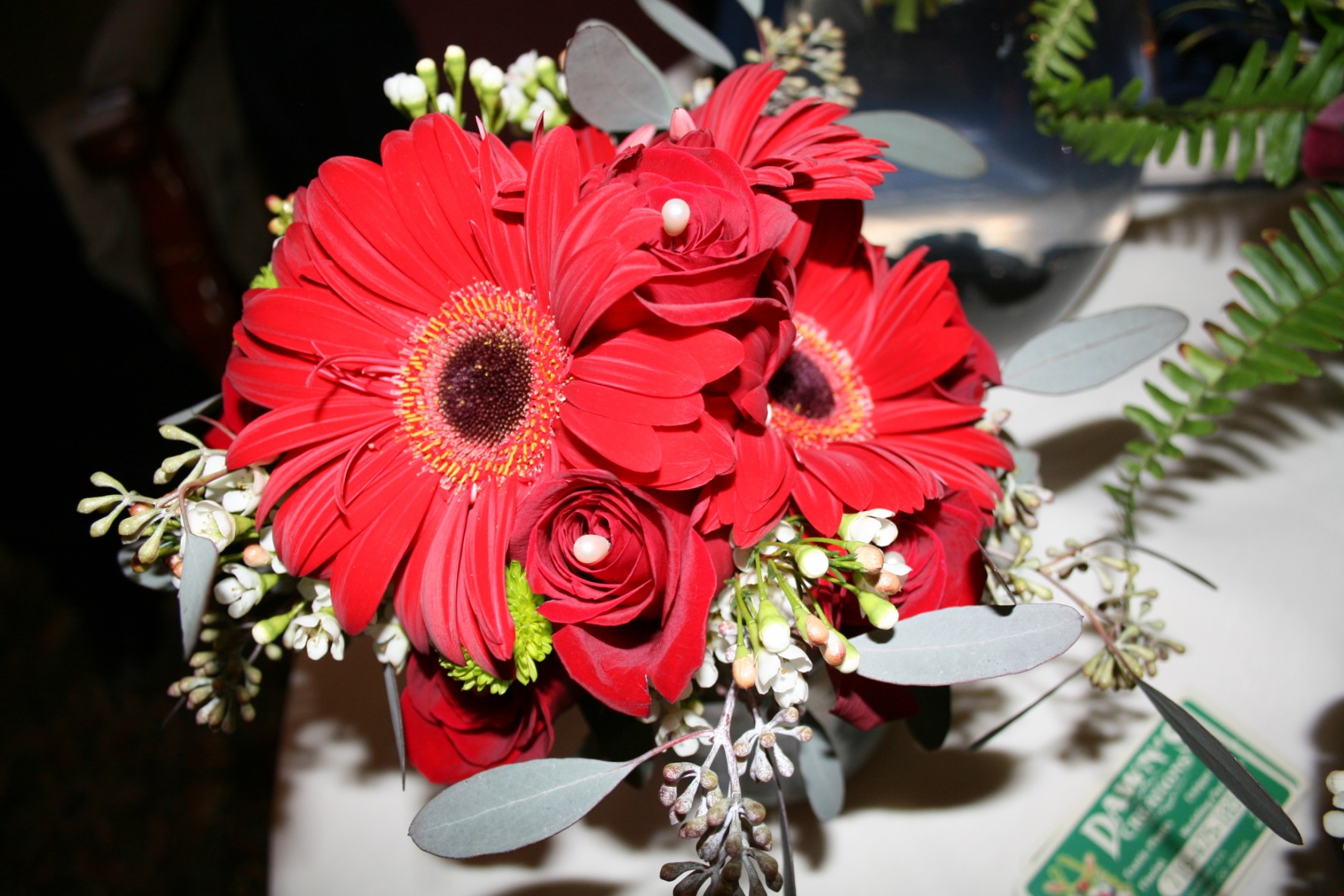 RED GERBRA DAISY & ROSE BOUQUET